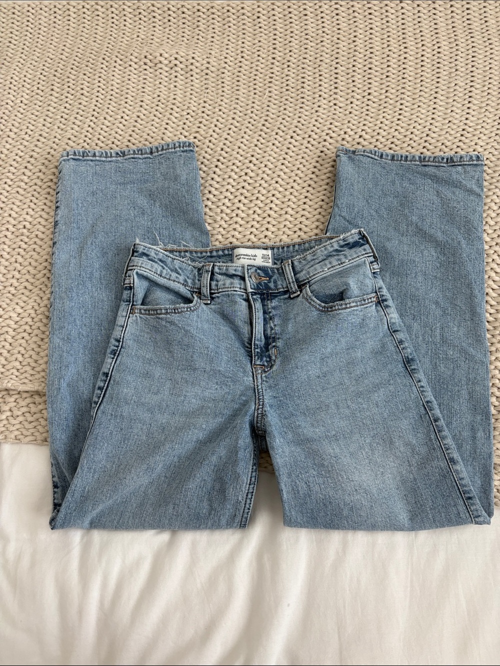 abercrombie kids Light Wash Kids' Wide Leg Jeans